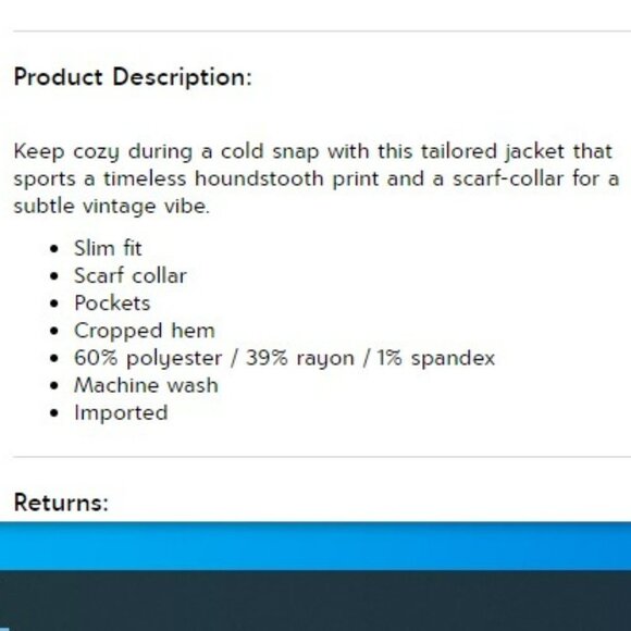 Cabi Black/White hounds tooth, slightly cropped wide-scarf collar cardigan, Sz L - Picture 4 of 9